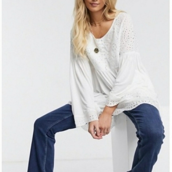 FREE People Sea Of Love eyelet tunic top sz. XS - Picture 5 of 13